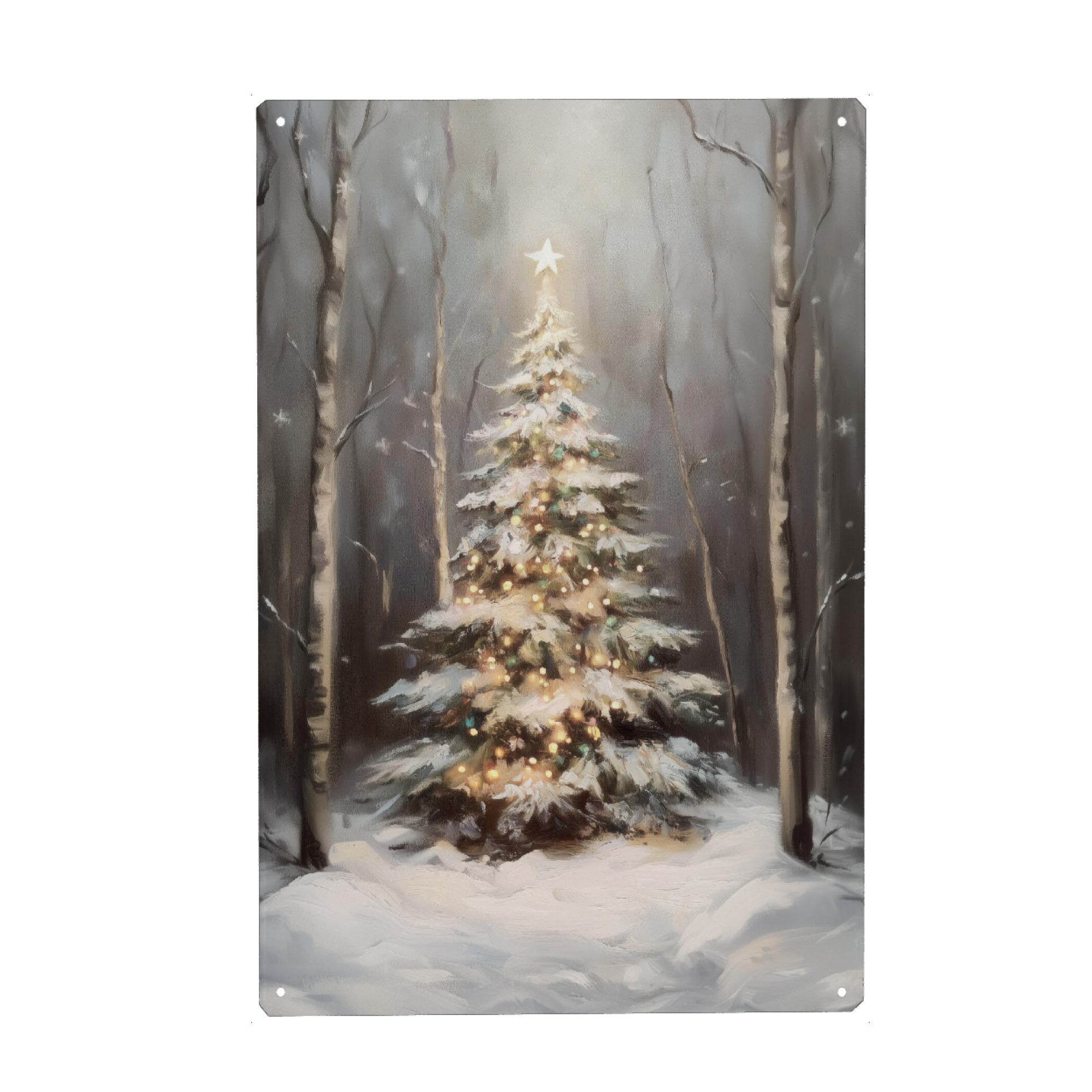 Metall Poster "Verschneiter Weihnachtsbaum" artboxONE - Natur,Weihnachten,Festivals