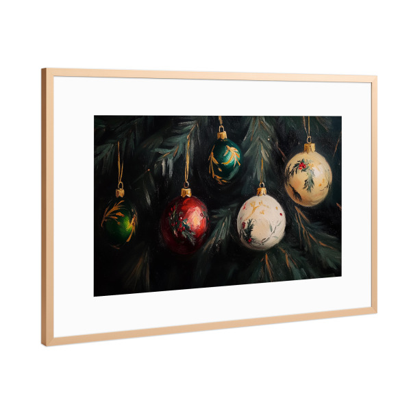 Poster mit Rahmen Kupfer "Weihnachtskugeln am Baum" artboxONE - Weihnachten,Festivals