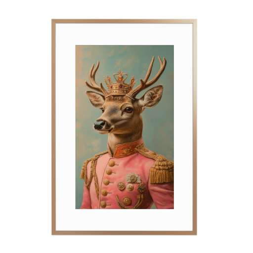 Portrait of pink deer with crown