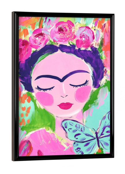 Poster mit schwarzem Rahmen "Kleine Frida's Blütenzauber" artboxONE - Floral,Tiere,Menschen