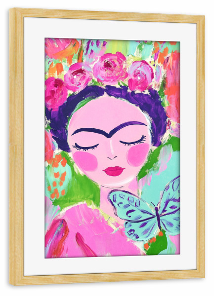 Poster mit Rahmen kiefer "Kleine Frida's Blütenzauber" artboxONE - Floral,Tiere,Menschen