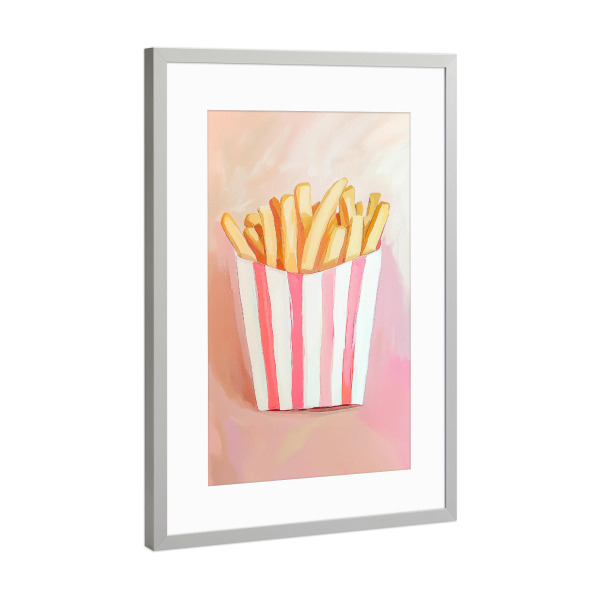 Poster mit Rahmen Silber "Frische Retro Pommes" artboxONE - Essen & Trinken,Abstrakt