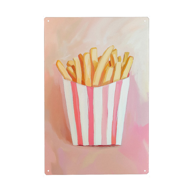 Metall Poster "Frische Retro Pommes" artboxONE - Essen & Trinken,Abstrakt