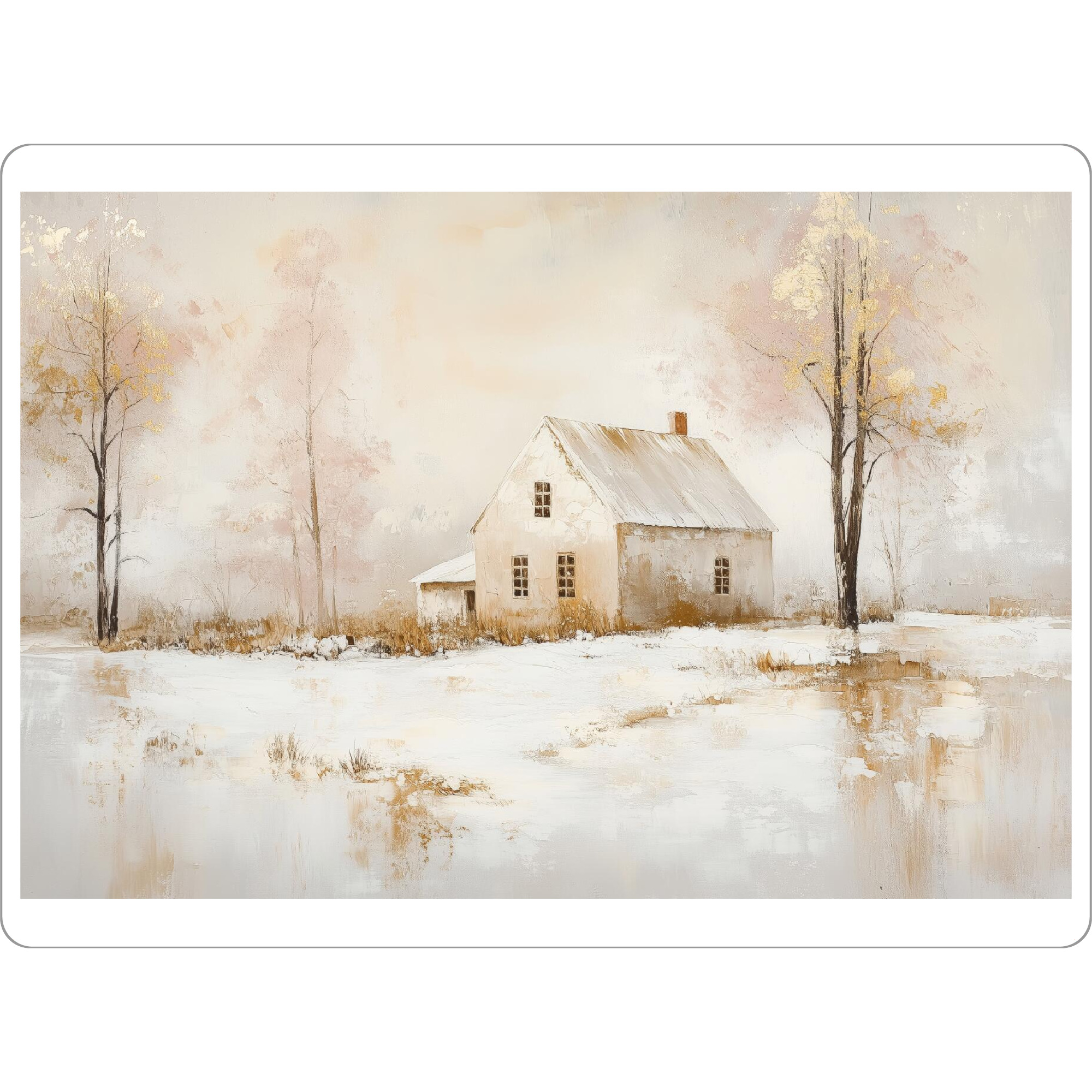 Tischset "Bauernhaus im Winter" artboxONE - Natur,Architektur,Weihnachten - Bauernhaus,Bauernhausdekor,Winter,Haus,Schnee,Verschneit