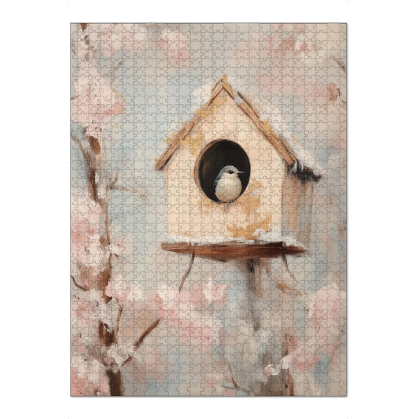 Puzzle Ravensburger "Vogelhaus" artboxONE - Natur,Floral,Für Kinder,Tiere,Fiktion - Kolibri,Vogelhaus,Blumen,Blume,Frühling,Tier,Vogel,Märchen