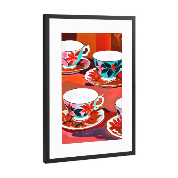 Poster mit Rahmen Schwarz (Metallic) "Teeparty" artboxONE - Abstrakt