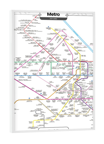 Poster mit weißem Rahmen "U-Bahn – Delhi" artboxONE - Städte,Architektur,Kartografie