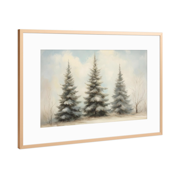 Poster mit Rahmen Kupfer "Schnee-Weihnachtsbäume" artboxONE - Natur,Floral,Weihnachten,Festivals