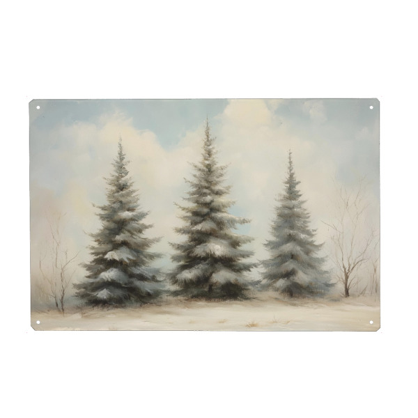 Metall Poster "Schnee-Weihnachtsbäume" artboxONE - Natur,Floral,Weihnachten,Festivals