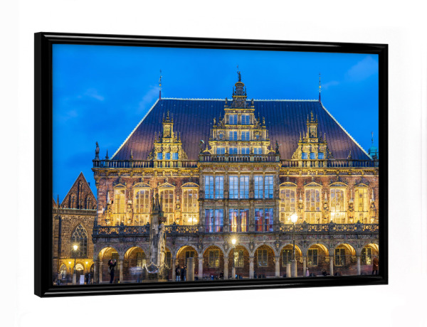 Poster mit schwarzem Rahmen "Bremer Rathaus" artboxONE - Städte,Architektur