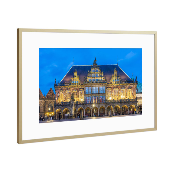 Poster mit Rahmen Gold "Bremer Rathaus" artboxONE - Städte,Architektur