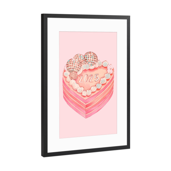 Poster mit Rahmen Schwarz (Metallic) "2025 Kuchen" artboxONE - Essen & Trinken,Weihnachten