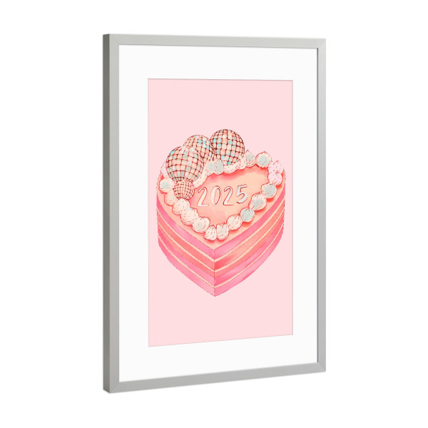Poster mit Rahmen Silber "2025 Kuchen" artboxONE - Essen & Trinken,Weihnachten