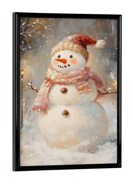 Poster mit schwarzem Rahmen "Wintermütze Schneemann" artboxONE - Weihnachten,Festivals