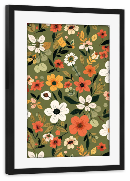 Poster mit Rahmen schwarz "Gartenspaziergang" artboxONE - Floral
