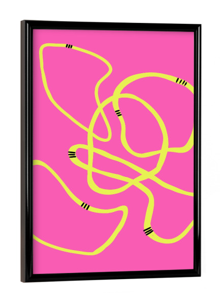 Poster mit schwarzem Rahmen "Fluorosa" artboxONE - Abstrakt - Fluo,Modern,Rosa,Gelb