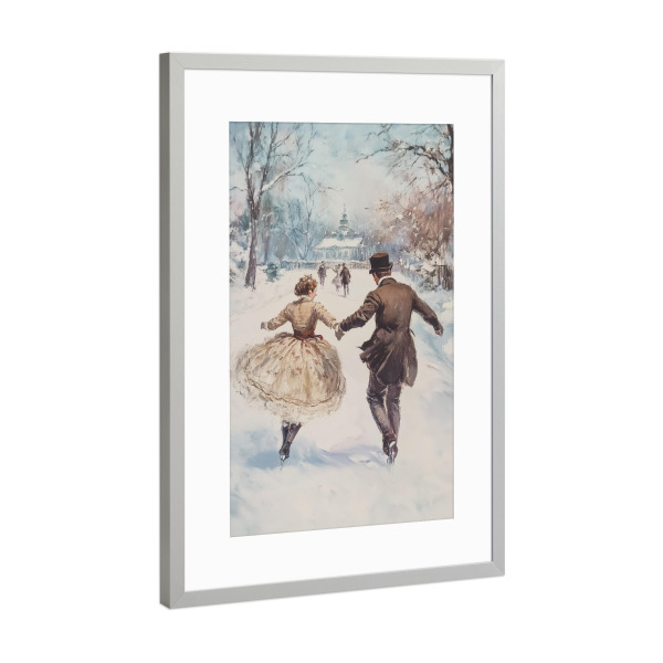 Poster mit Rahmen Silber "Paar Eisskizzen" artboxONE - Natur,Menschen,Liebe,Weihnachten,Lustig
