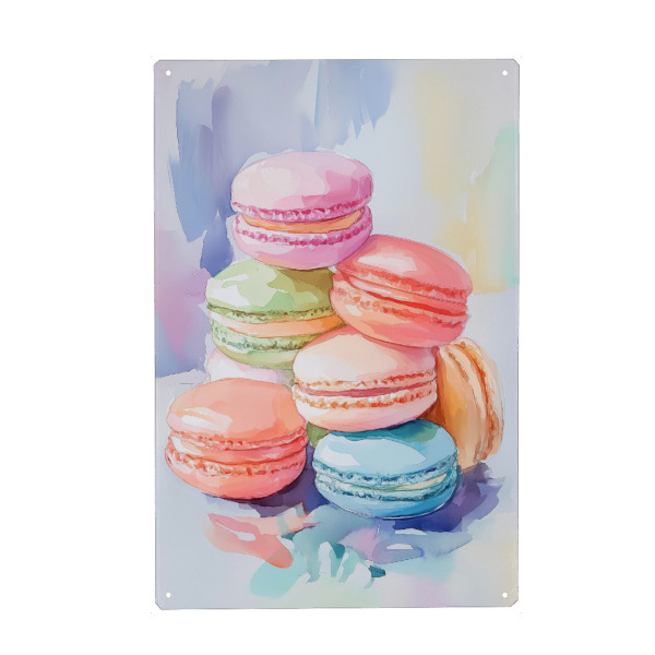 Metall Poster "Bunte Macarons" artboxONE - Essen & Trinken,Weihnachten,Festivals