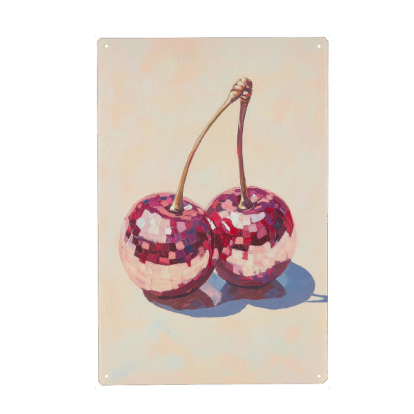 Metall Poster "Kirschdiscokugeln" artboxONE - Essen & Trinken,Abstrakt,Geometrie,Essen & Trinken / Obst & Gemüse,Festivals