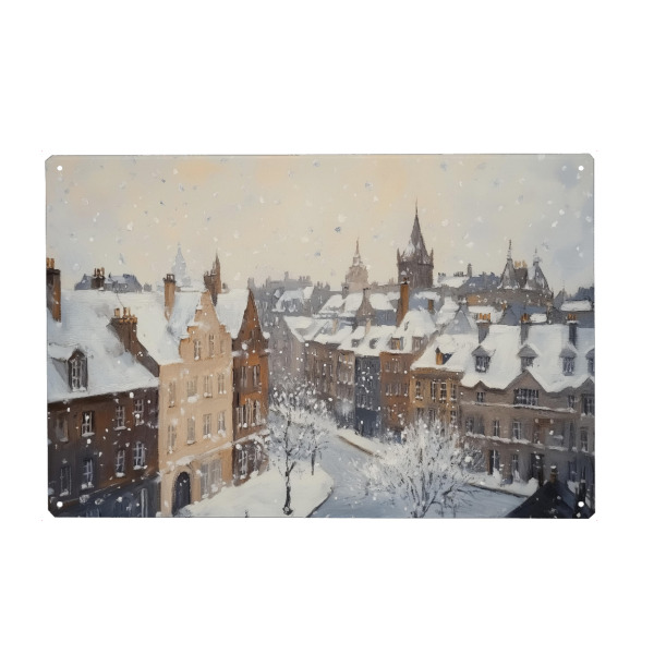 Holzbild "Verschneite Stadt" artboxONE - Städte,Reise,Architektur
