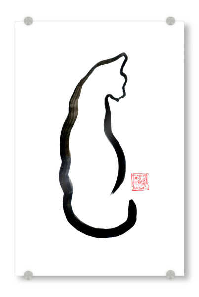 Acrylglasbild "Linienkat" artboxONE - Tiere - Katze,Sumie,Japan