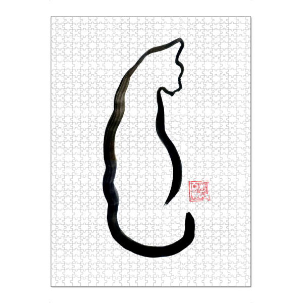 Puzzle Ravensburger "Linienkat" artboxONE - Tiere - Katze,Sumie,Japan - Bild katze