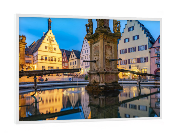 Poster mit weißem Rahmen "Marktplatz Rothenburg" artboxONE - Städte,Architektur