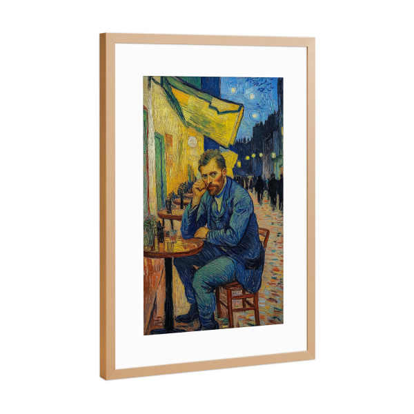 Poster mit Rahmen Kupfer "Nacht-Café mit van Gogh" artboxONE - Essen & Trinken,Abstrakt,Menschen