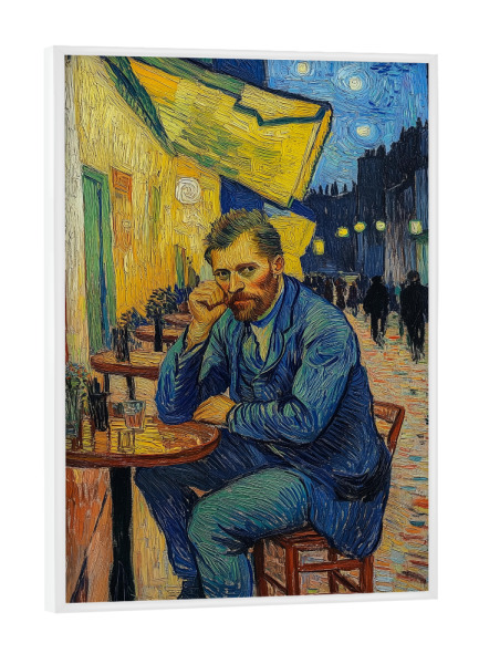 Poster mit weißem Rahmen "Nacht-Café mit van Gogh" artboxONE - Essen & Trinken,Abstrakt,Menschen