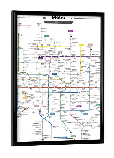 Poster mit schwarzem Rahmen "U-Bahn – Peking" artboxONE - Städte,Architektur,Kartografie