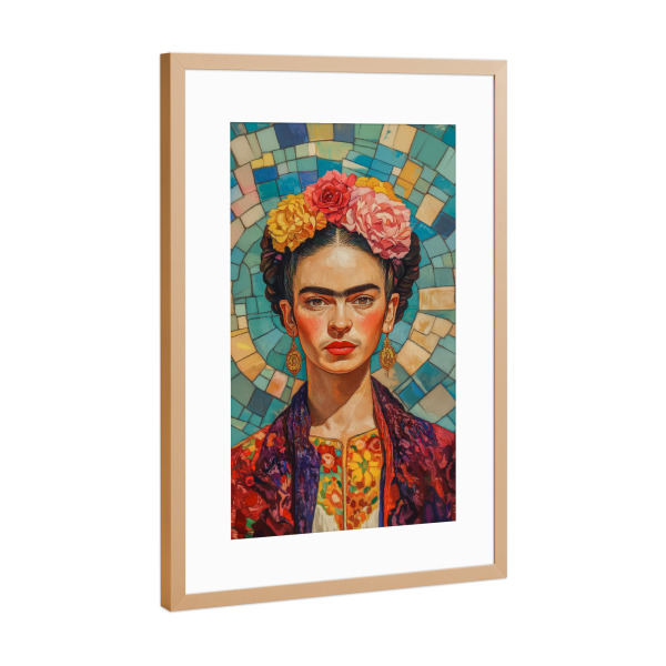 Poster mit Rahmen Kupfer "Frida Pop Mosaik" artboxONE - Floral,Menschen,Fashion