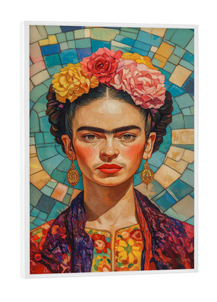 Poster mit weißem Rahmen "Frida Pop Mosaik" artboxONE - Floral,Menschen,Fashion