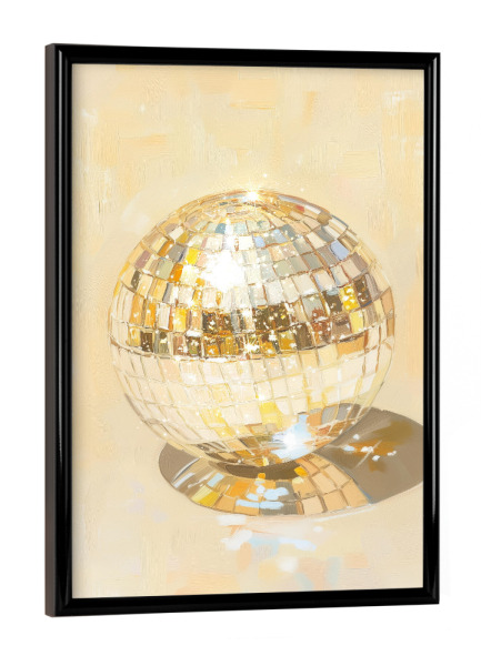 Poster mit schwarzem Rahmen "Discokugel aus Weißgold" artboxONE - Geometrie,Fashion,Festivals