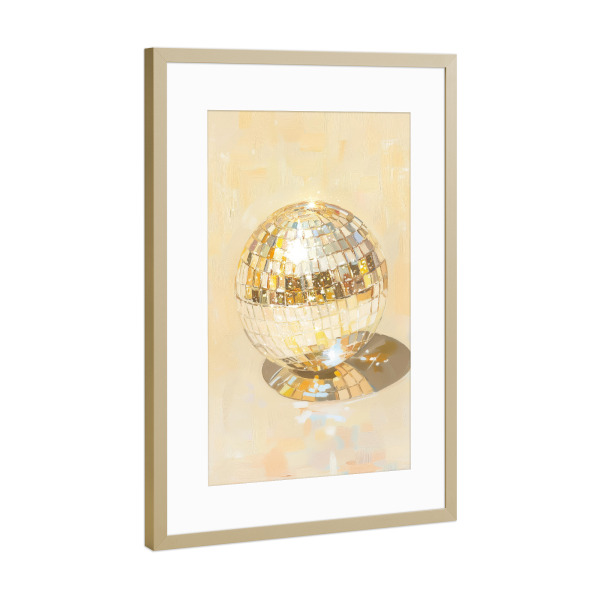 Poster mit Rahmen Gold "Discokugel aus Weißgold" artboxONE - Geometrie,Fashion,Festivals