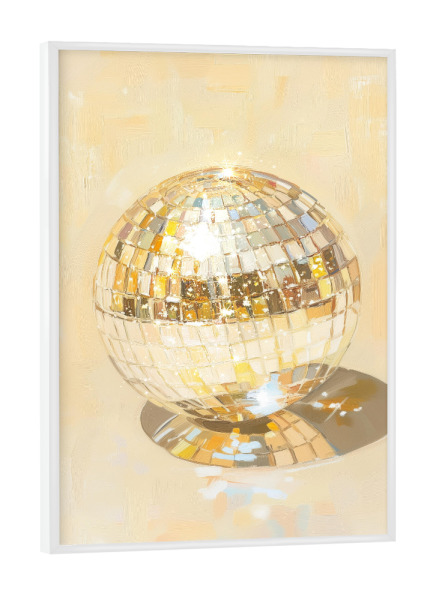 Poster mit weißem Rahmen "Discokugel aus Weißgold" artboxONE - Geometrie,Fashion,Festivals