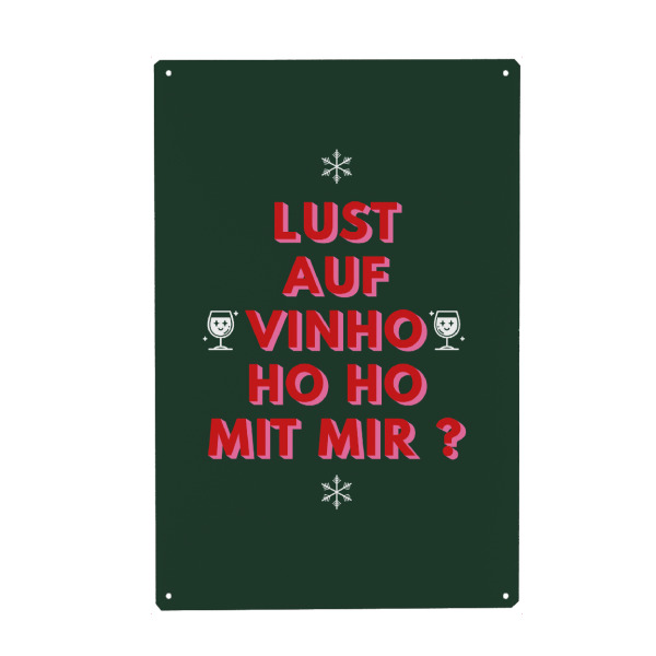 Metall Poster "VinHo Ho Ho - Weihnachtsdesign" artboxONE - Weihnachten,Lustig