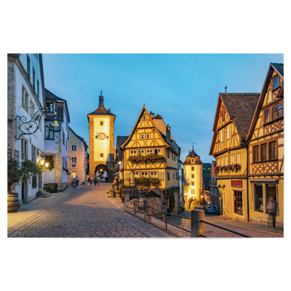 Poster 30x20 cm "Rothenburg ob der Tauber" artboxONE - Städte,Architektur - Abenddämmerung,Rothenburg ob der tauber,Bayern,Nachts,Plönlein,Sieberstor