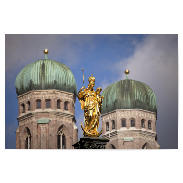 Poster 30x20 cm "Mariensäule und Frauenkirche" artboxONE - Städte / München - Marienstatue,Mariensäule,Frauenkirche,München,Bayern