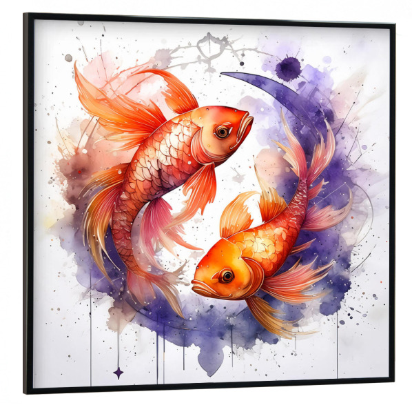 Poster mit schwarzem Rahmen 30x30 cm "Tierkreis - Fische" artboxONE - Tiere,Buchstaben / F,Buchstaben / S,Buchstaben / T