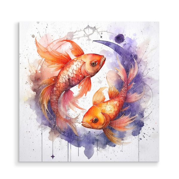 Holzbild "Tierkreis - Fische" artboxONE - Tiere,Buchstaben / F,Buchstaben / S,Buchstaben / T