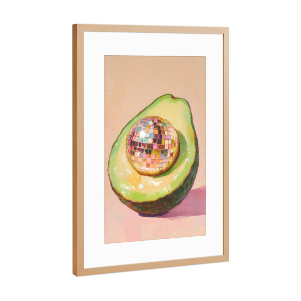 Poster mit Rahmen Kupfer "Avocado-Disco-Kugel" artboxONE - Essen & Trinken,Abstrakt,Geometrie,Essen & Trinken / Obst & Gemüse