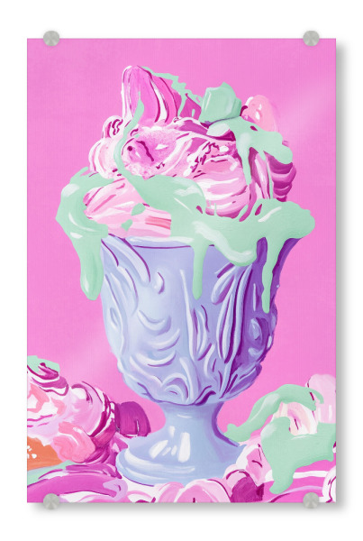 Acrylglasbild "Pinker Eisbecher Traum" artboxONE - Essen & Trinken,Reise / Strand und Meer,Essen & Trinken / Obst & Gemüse