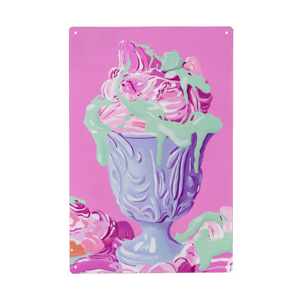 Holzbild "Pinker Eisbecher Traum" artboxONE - Essen & Trinken,Reise / Strand und Meer,Essen & Trinken / Obst & Gemüse