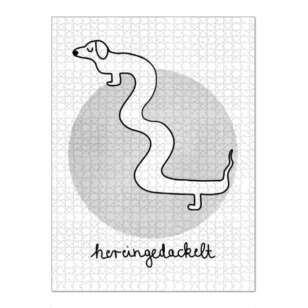 Puzzle Ravensburger "Hereingedackelt - Grau" artboxONE - Typografie,Tiere,Lustig