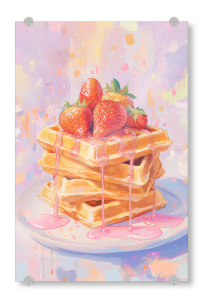 Acrylglasbild "Erdbeerwaffel" artboxONE - Für Kinder,Essen & Trinken,Essen & Trinken / Obst & Gemüse,Festivals