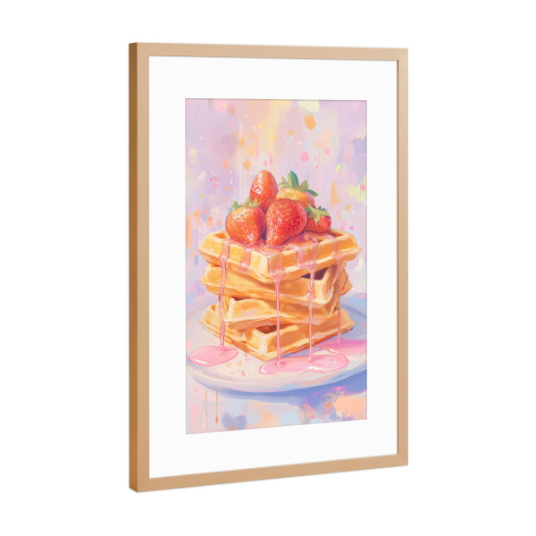 Poster mit Rahmen Kupfer "Erdbeerwaffel" artboxONE - Für Kinder,Essen & Trinken,Essen & Trinken / Obst & Gemüse,Festivals