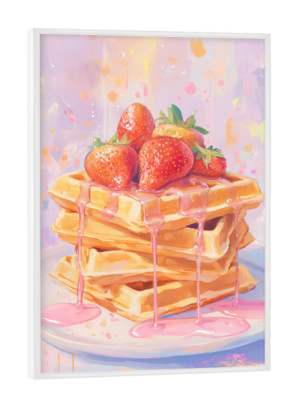 Poster mit weißem Rahmen "Erdbeerwaffel" artboxONE - Für Kinder,Essen & Trinken,Essen & Trinken / Obst & Gemüse,Festivals