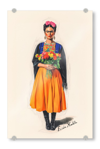 Acrylglasbild "Frida Mexican flowers folklore" artboxONE - Typografie,Floral,Fashion