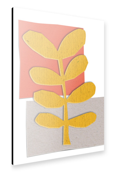 Alu-Dibond "Yellow paper cutout of a plant" 30x20 cm artboxONE