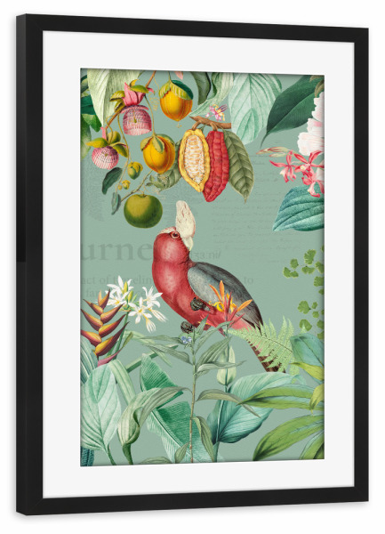 Poster mit Rahmen schwarz "Vintage Exotic Birds Jungle" artboxONE - Natur,Floral,Tiere,Für Mama